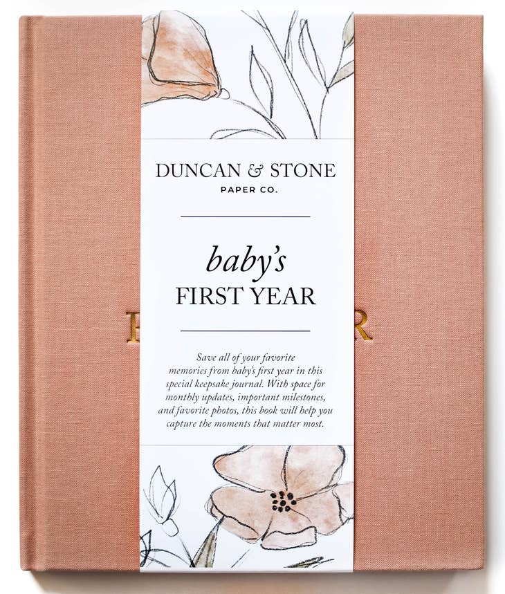 Baby's First Year Memory Book & Photo Album  Dusty Rose Color