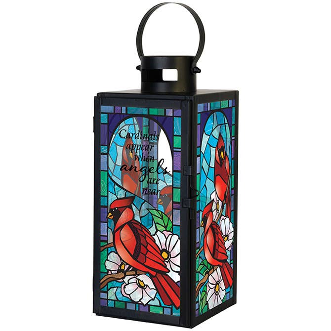 Lantern  "Cardinals Appear" Stained Glass