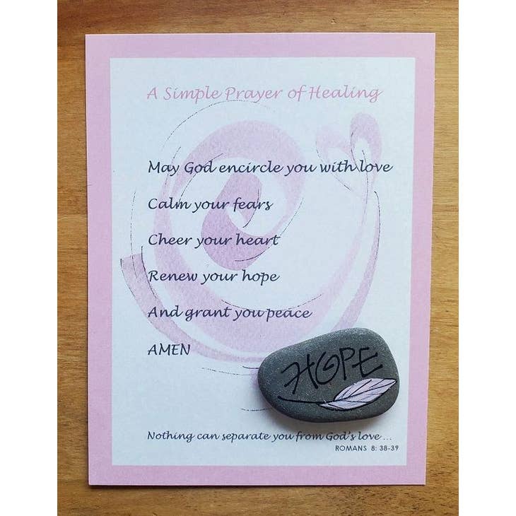 Encouragement Prayer Card with Stone Breast Cancer