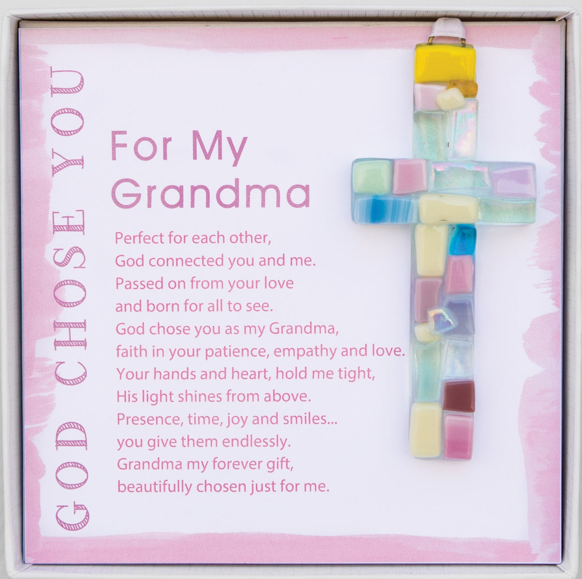 Cross Ornament -  Grandma God Chose You Grandma: Handmade Mosaic Glass