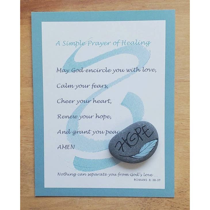Encouragement Prayer Card with Stone Cancer