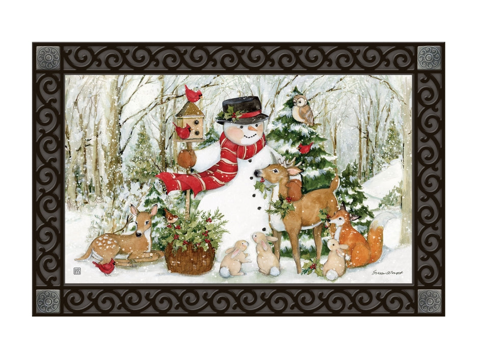 Christmas Mat Woodland Snowman