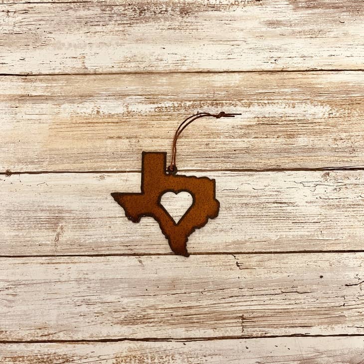 State of Texas with Heart Ornament