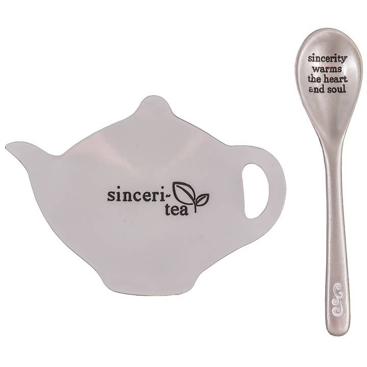 Tea Bag and Tray and Spoon Set (White)