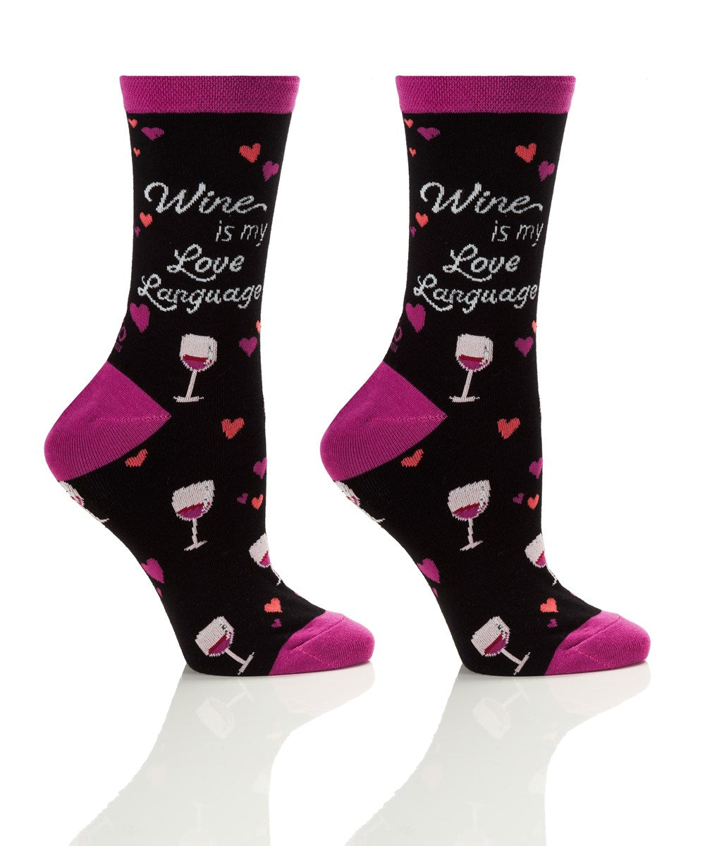 Women's Crew, Wine Love Language Sock by Yo-Sox