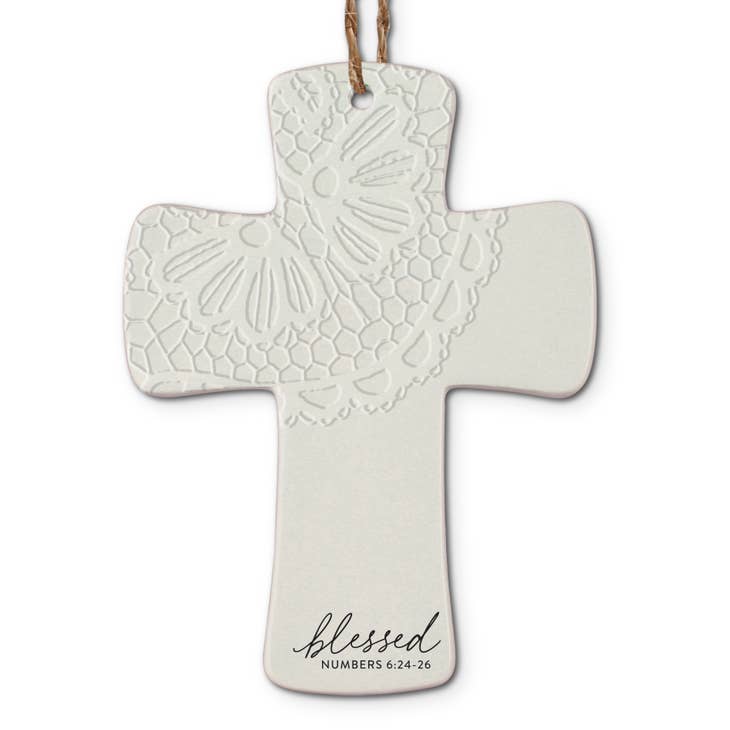 Christmas Ornament Cross Lace Blessed