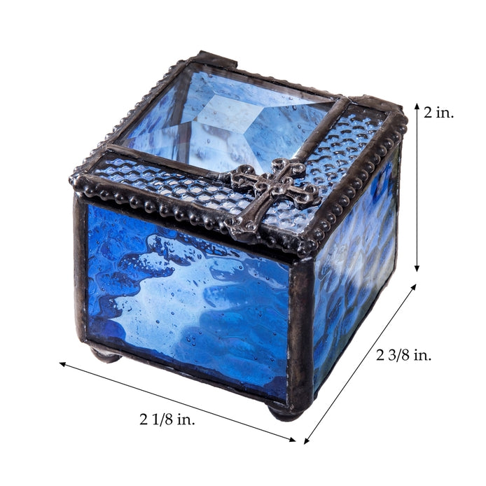 Blue Glass Rosary Box