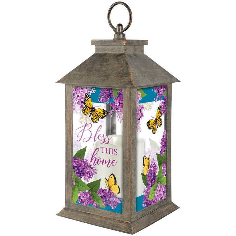 Lantern Bless this Home Butterflies