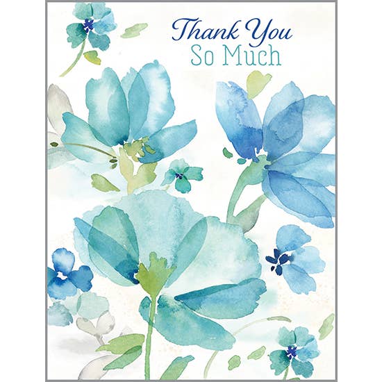 Note Card - Blue Poppies-ThankYou