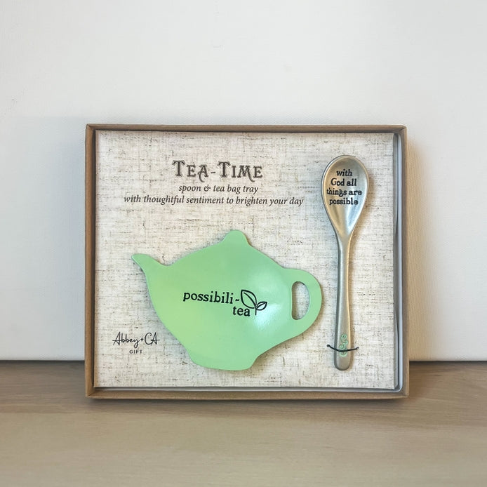 Tea Bag and Tray and Spoon Set (Green)