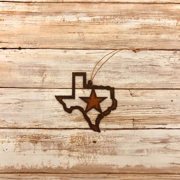 Texas State Outline Ornament with Star