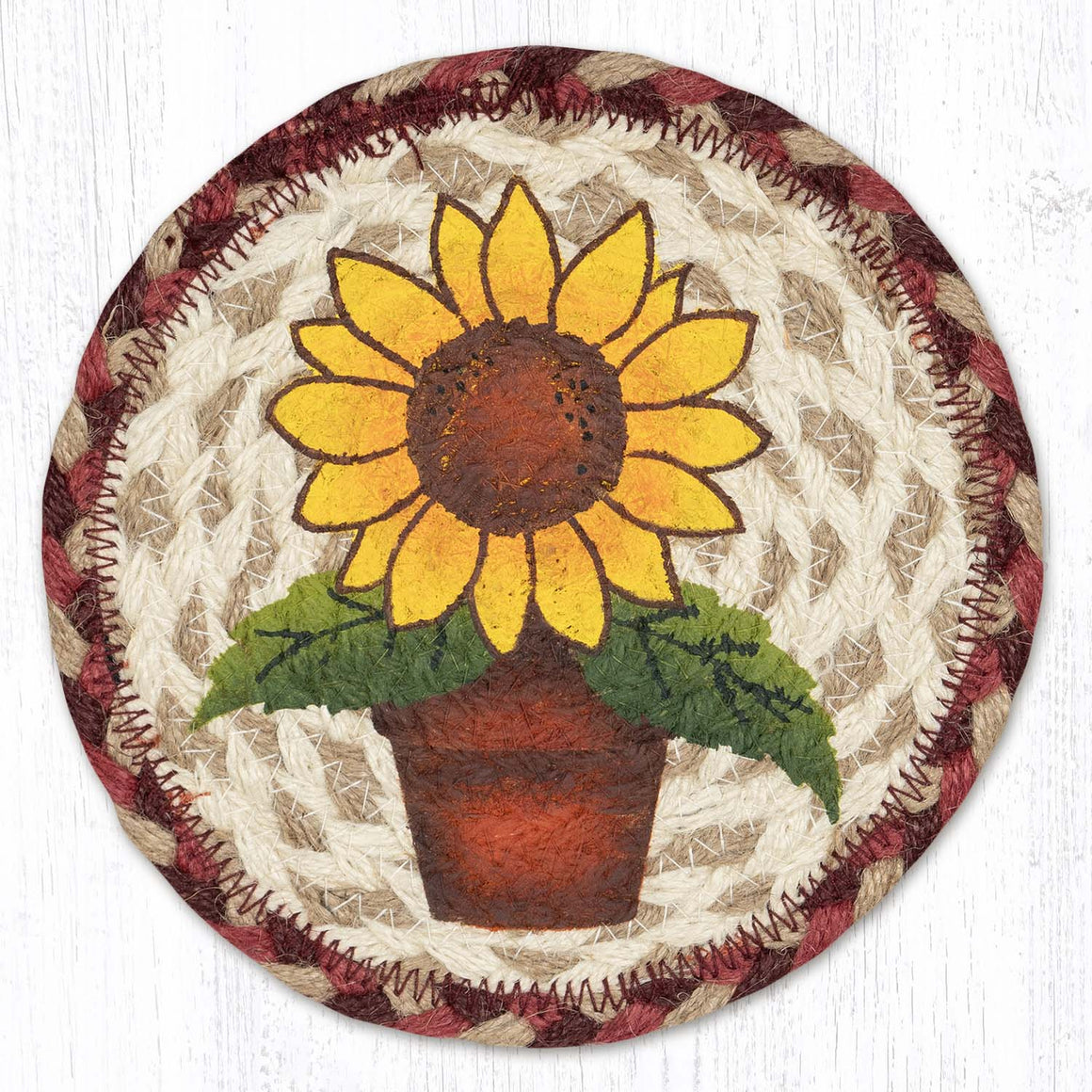 Sunflower in Pot Large Coaster