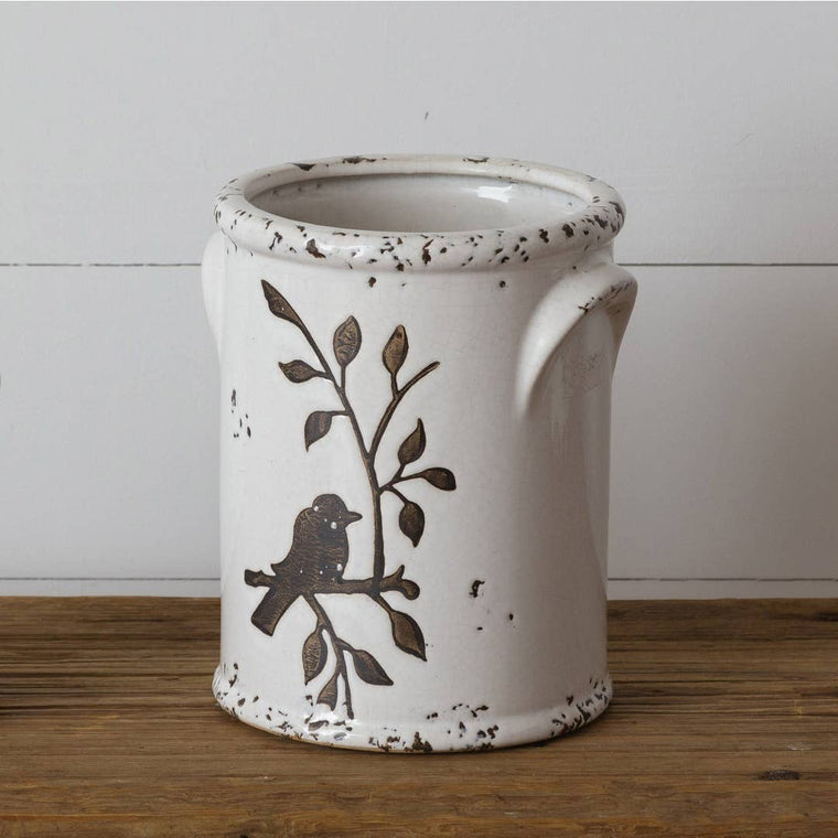 Birds and Branches - Pottery Crock
