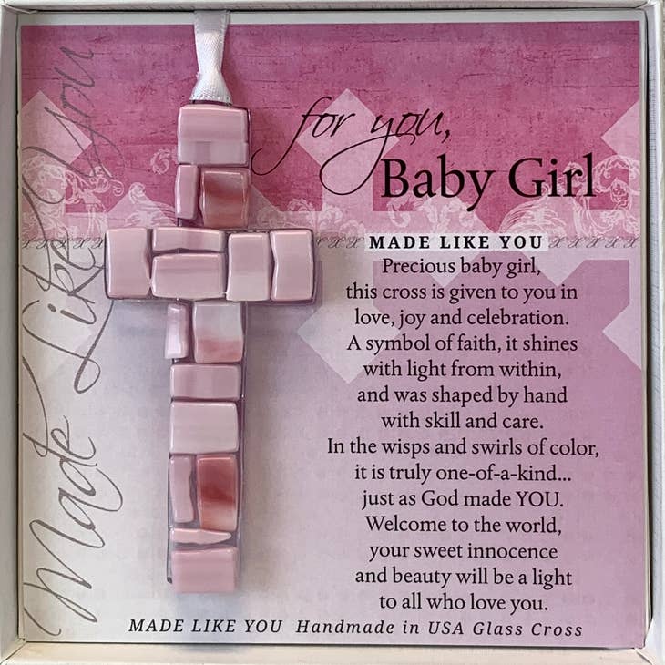 Baby Girl Cross: Handmade Glass