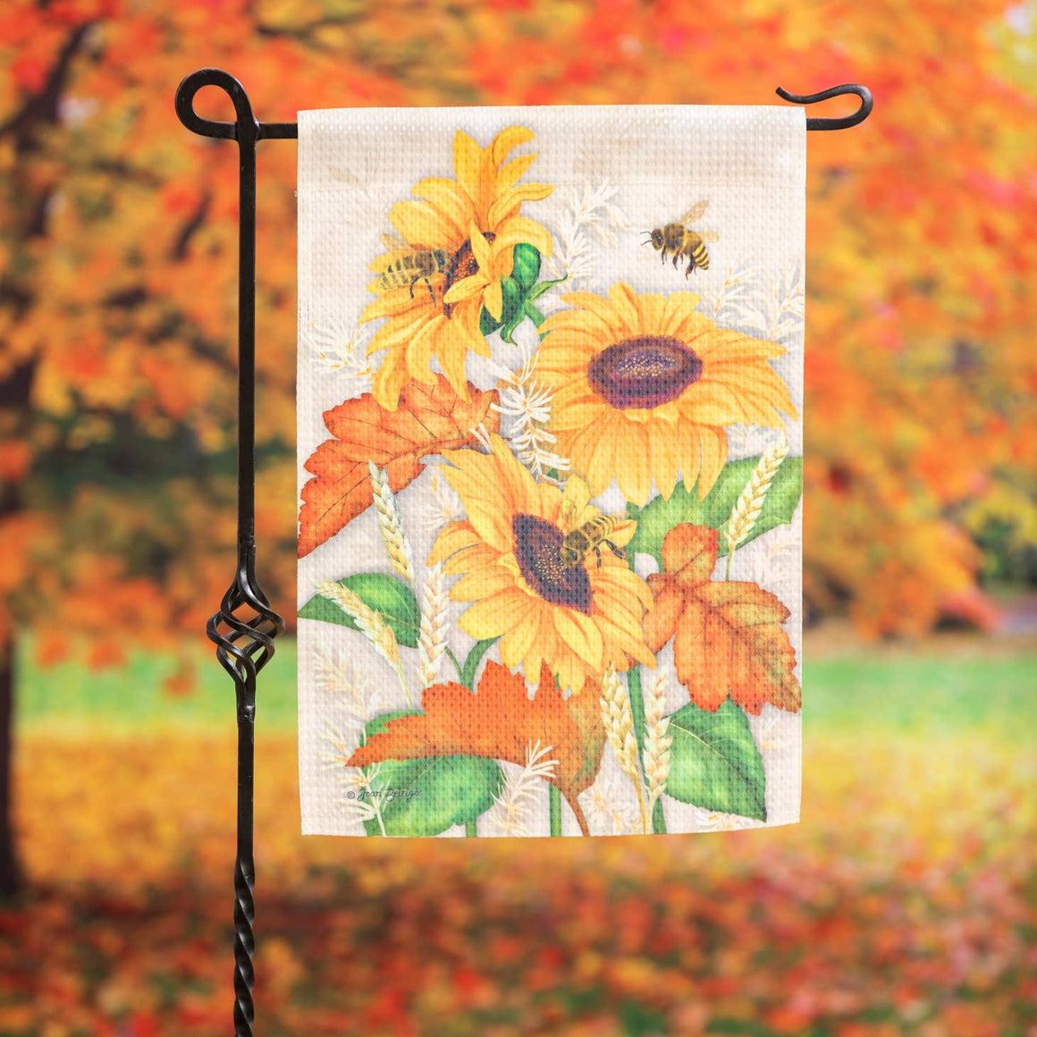 Fall Garden Flag-Sunflowers Garden Waffle Flag