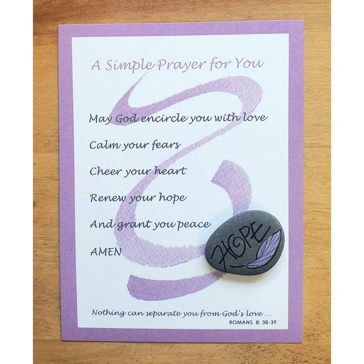 Encouragement Prayer Card with Stone General Illness