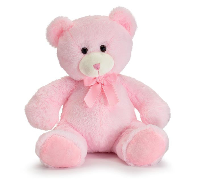 PLUSH 12" PINK BEAR WITH PINK BOW