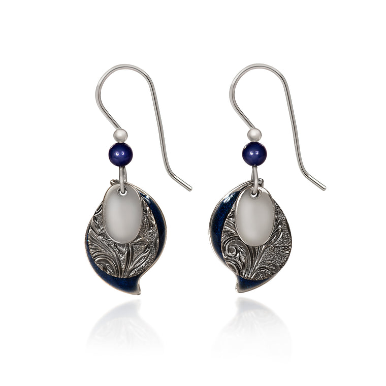 THREE LAYER WITH BLUE PAISLEY - SILVER FOREST EARRINGS