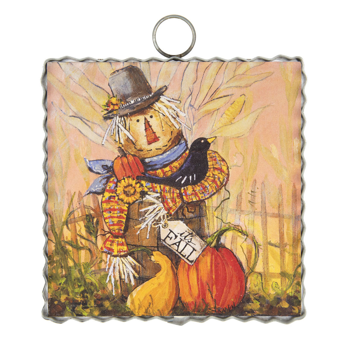 Fall Mini Scarecrow In a Barrel Print