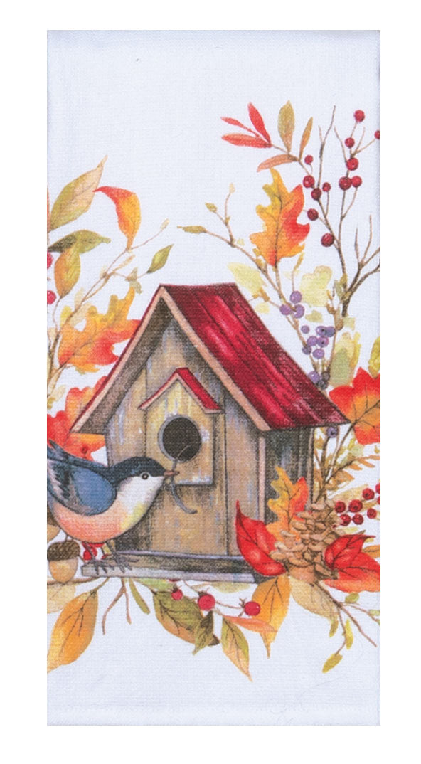 Hello Autumn Birdhouse  Dual Purpose Terry Towel