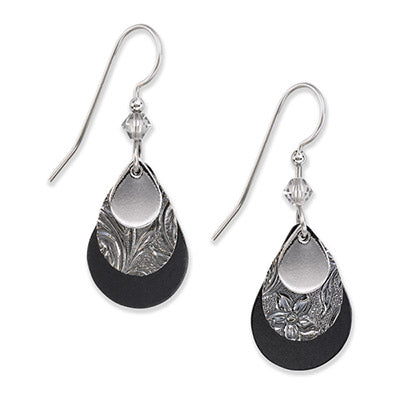 LAYERED TEARS WITH BLACK - SILVER FOREST EARRINGS