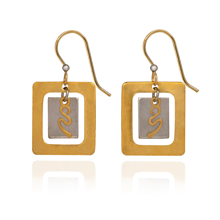 2 SQUARES W/SQUIGGLE-SILVER FOREST EARRINGS