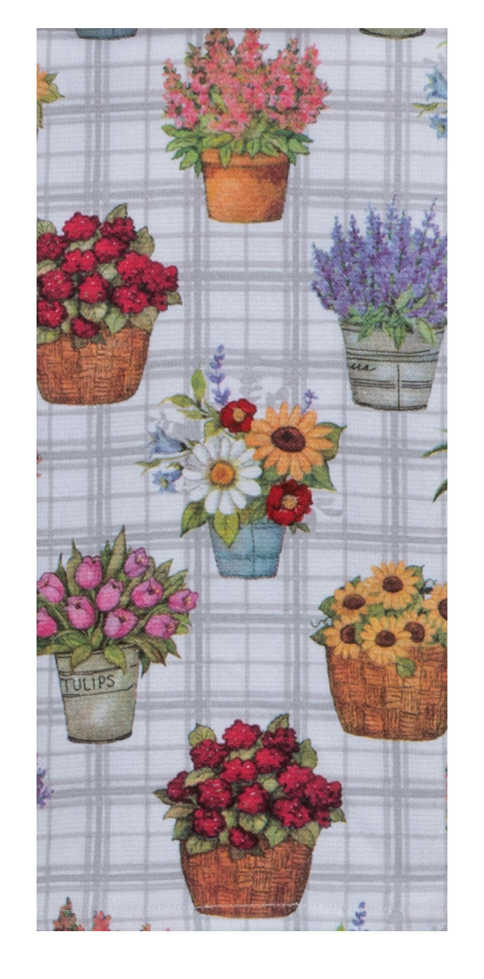 Flower Market Floral Pots Dual Purpose Terry Towel