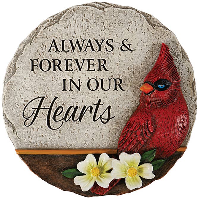"Hearts" Cardinal Memorial Mini Garden Stone