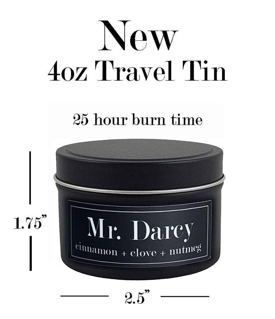 Candle - Mr Darcy Literary Tin Soy Candle -4oz
