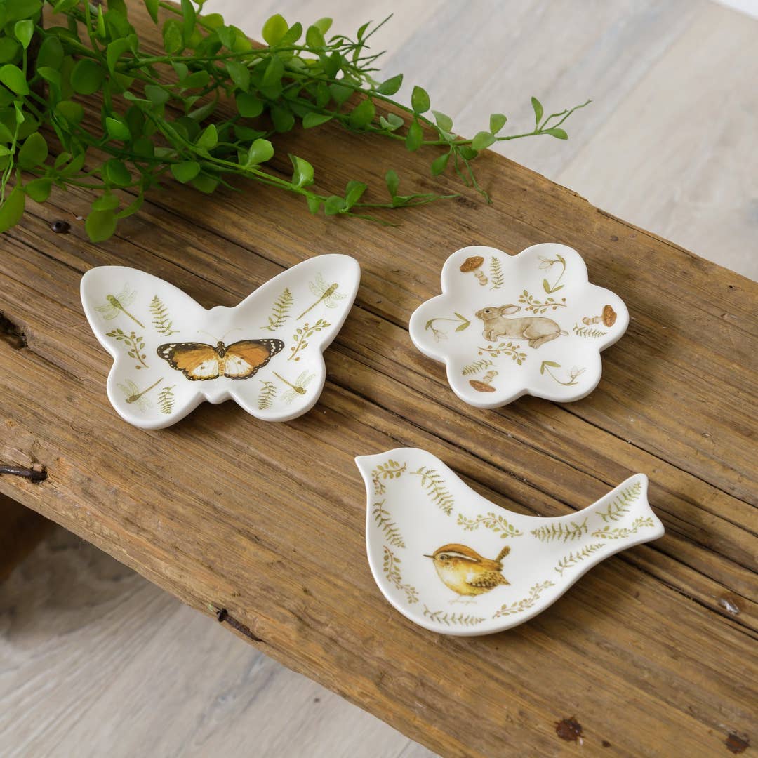 Bird, Butterfly, Rabbit Trinket Plates