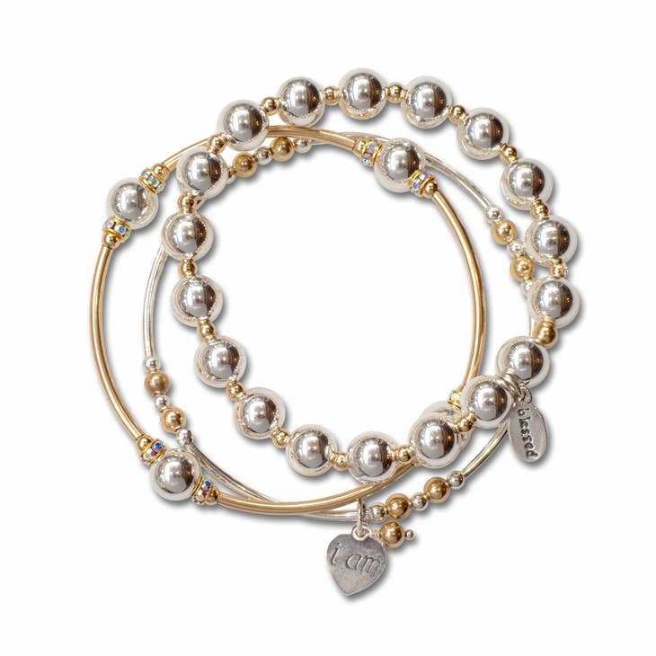 Intentional Bracelet in Sterling Silver & Gold-Filled Beads - Small