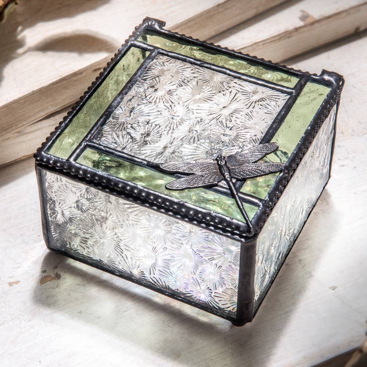 Glass Dragonfly Jewelry Box