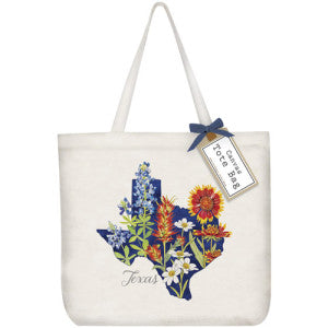 Texas Map Flowers Tote Bag