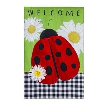 Garden Flag - Ladybug with Checks
