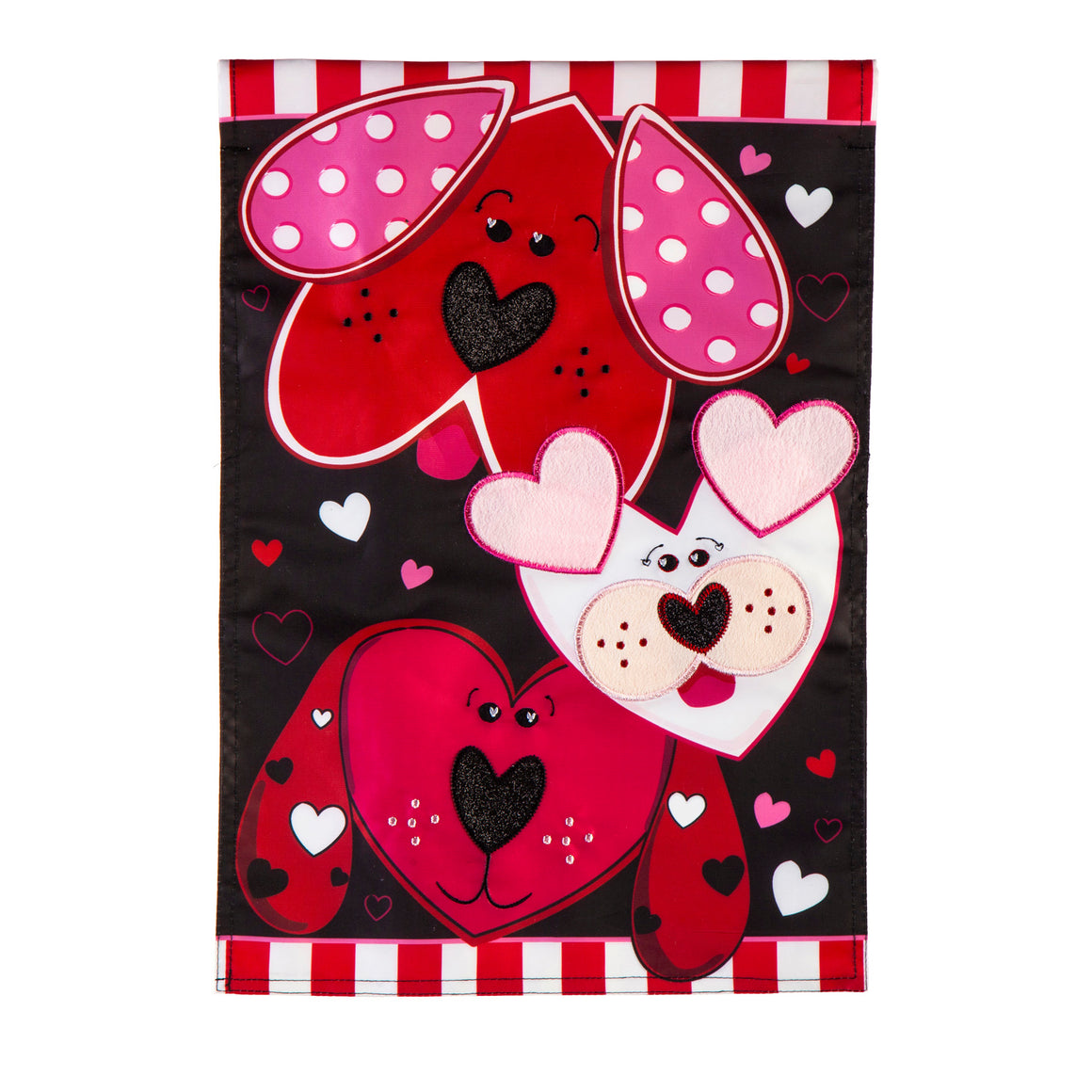 Valentine's Day Puppy Love Garden Applique Flag