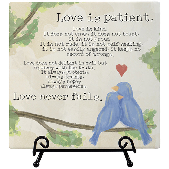 Easel Plaque "Love is Patient"