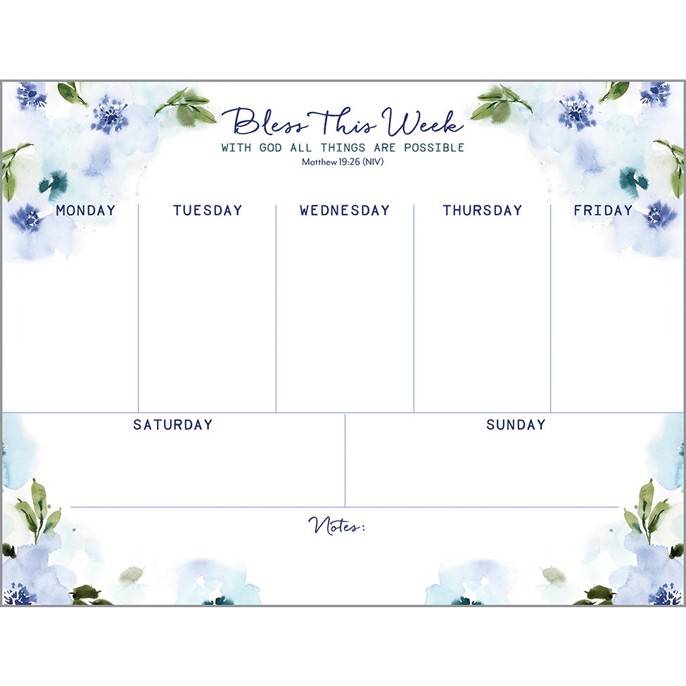 Weekly Planner Pad - Calming Flowers with Scripture
