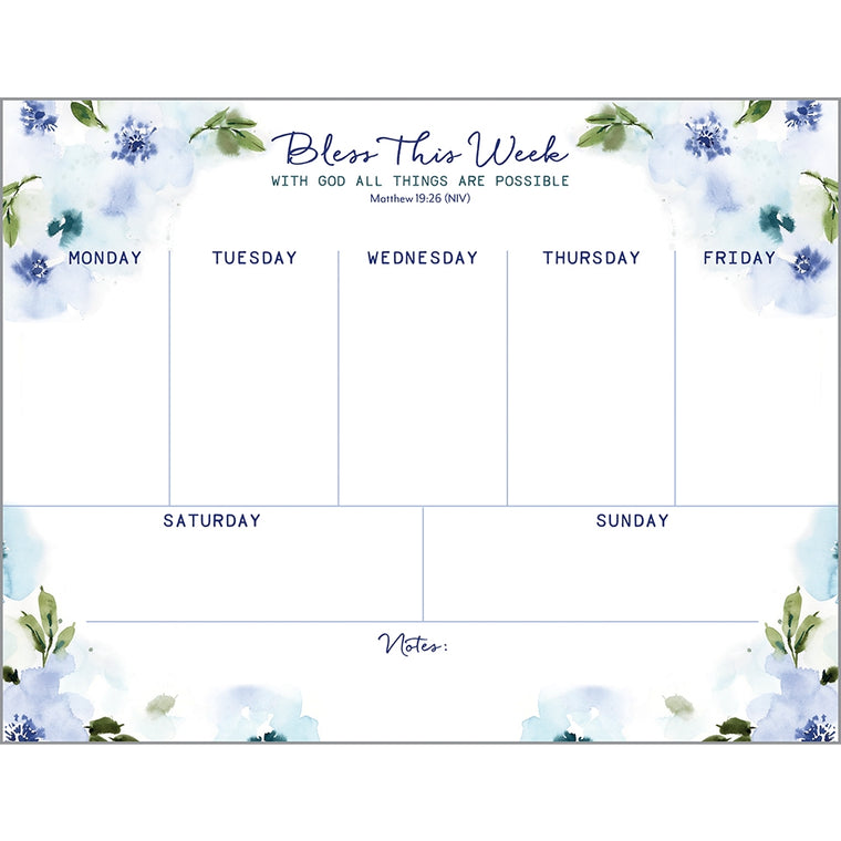 Weekly Planner Pad - Calming Flowers with Scripture
