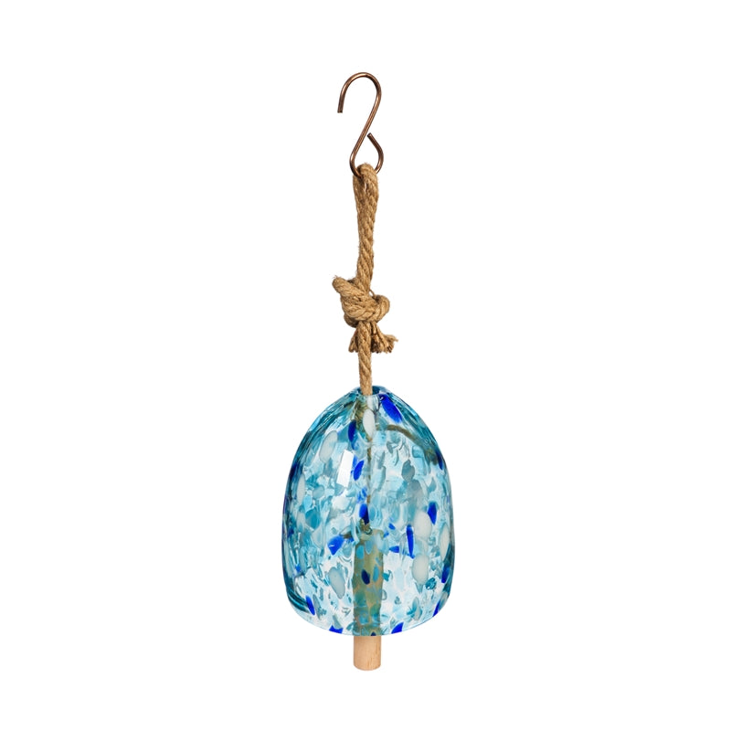 Chime Art Glass Speckle Light Blue Bell