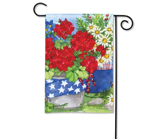 Patriotic Garden Flag -  Floral