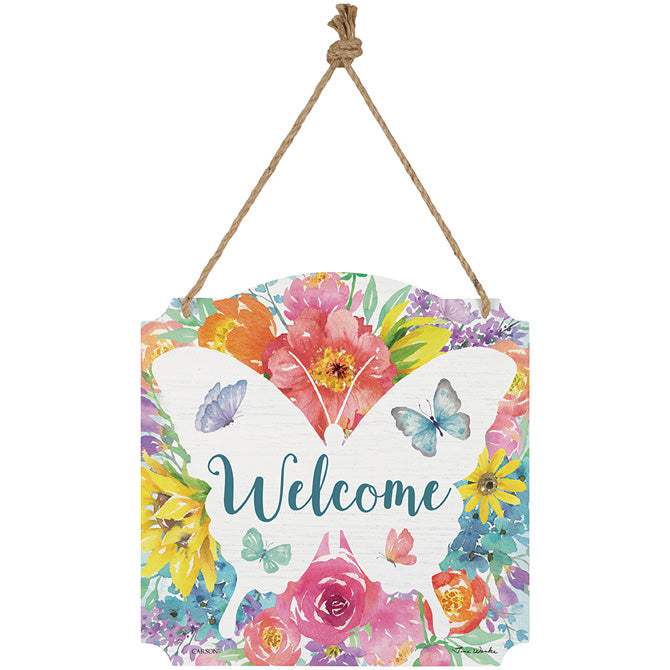 "Butterfly Welcome" Metal Wall Sign