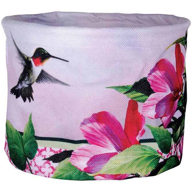 Pot Cover - "Hibiscus Hummingbird" 7"