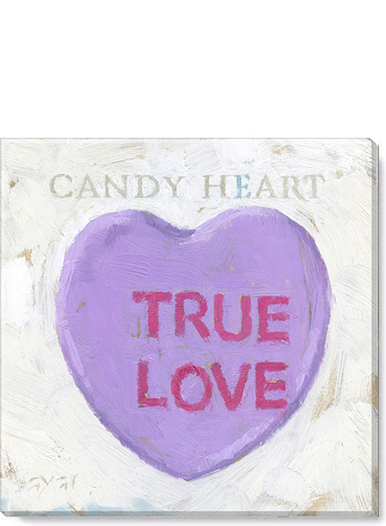 Valentine Purple Candy Heart 5x5 Giclée Canvas Print - Darren Gygi