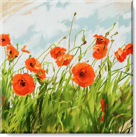 Poppy Field Landscape 14x14 Giclée Wall  Art - Darren Gygi Home Collection