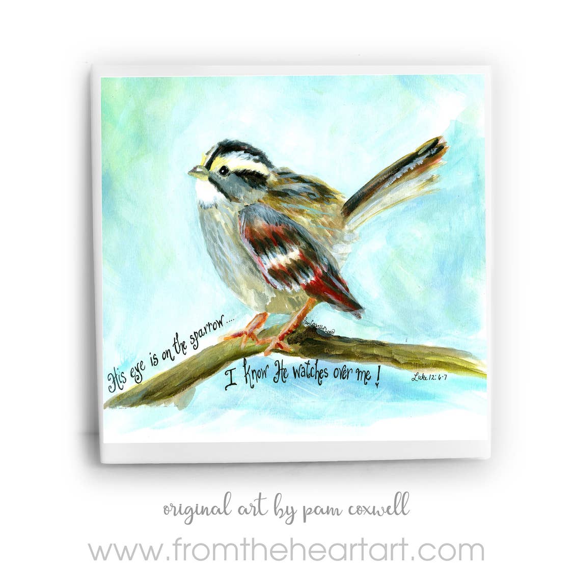 Blue Sparrow Ceramic Tile by Pam Coxwell