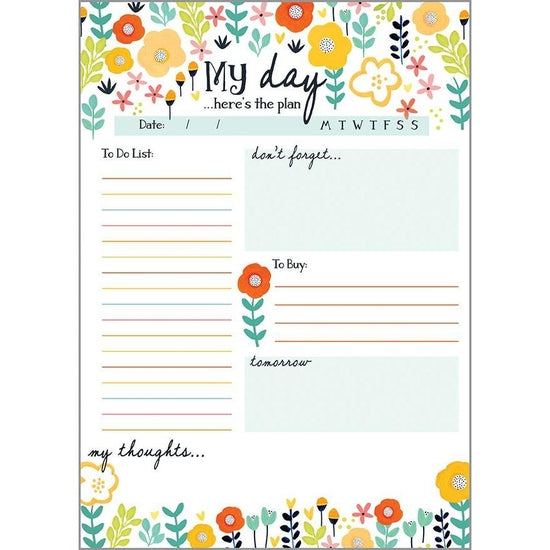 Daily Planner Pad - Red Yellow Poppies
