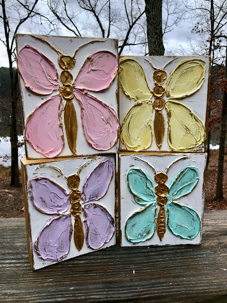 Coddiwomple Butterfly handmade textured wood block