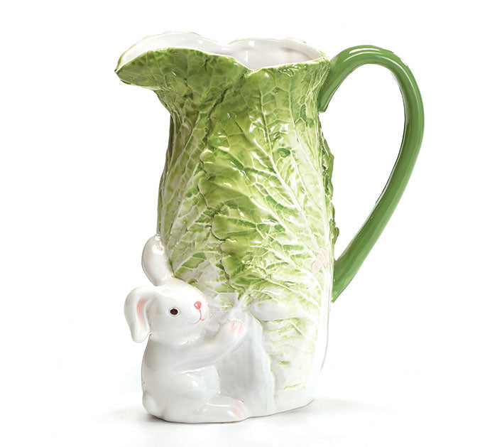 PITCHER - CABBAGE LEAF WITH WHITE BUNNY