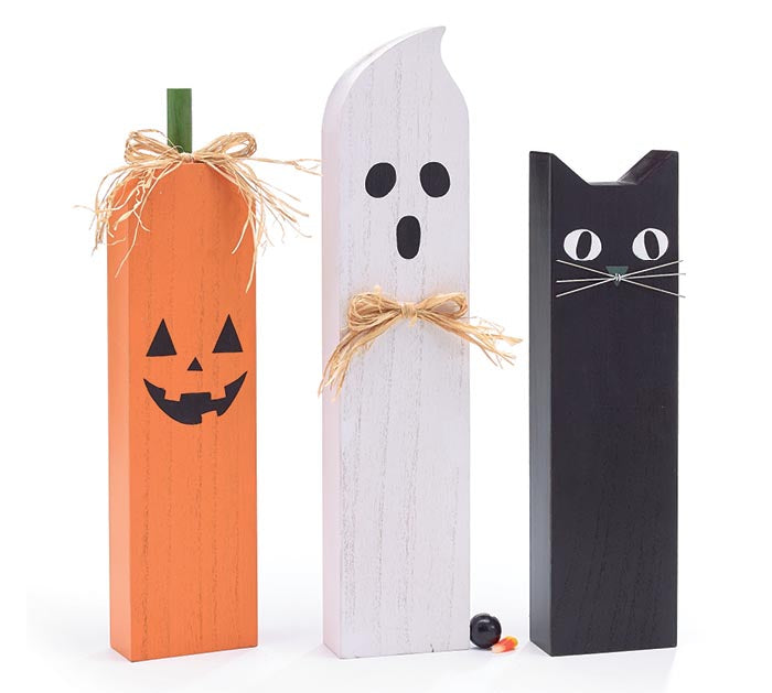 SHELF SITTER - HALLOWEEN WOOD POST CHARACTER Each Sold Separately