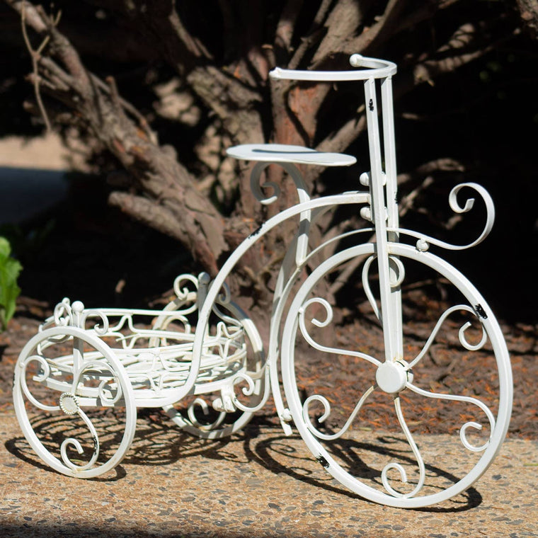 Bike Tricycle Plant Stand in White